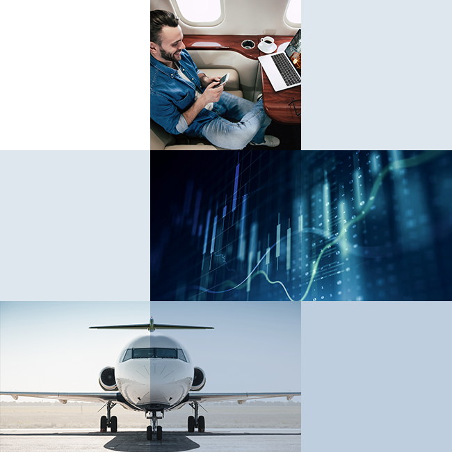 Gogo blue tile image with aircraft