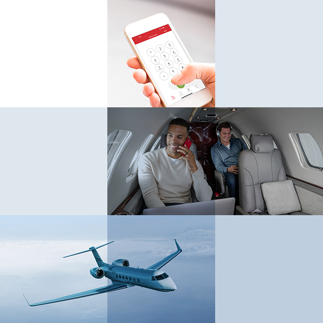 Gogo Blue Tile Image with People in Cabin on Smartphones