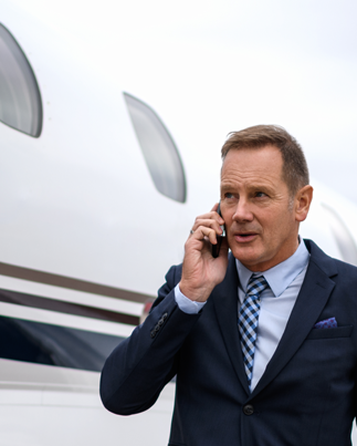 Aircraft broker on cellphone