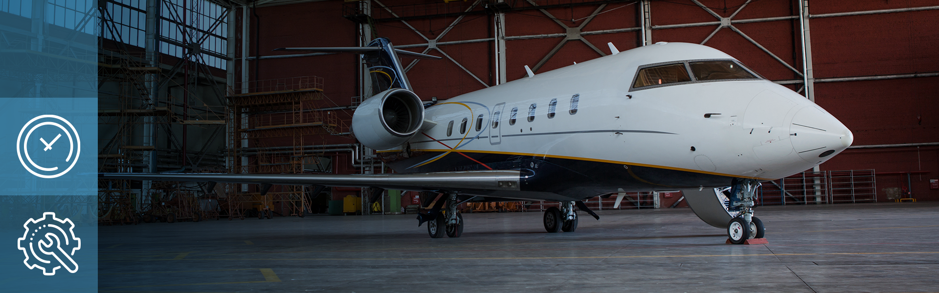 Bombardier Challenger with installation time line art