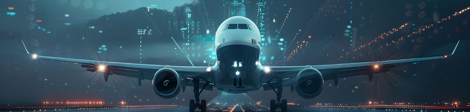 Plane over digital runway