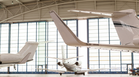 Business Jets in Hangar 
