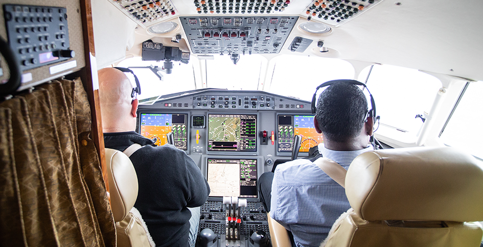 Pilots in cockpit