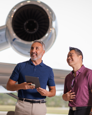 OEM person chatting with client