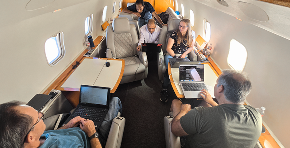 Gogo Engineering Team Flight Testing Galileo HDX Antenna
