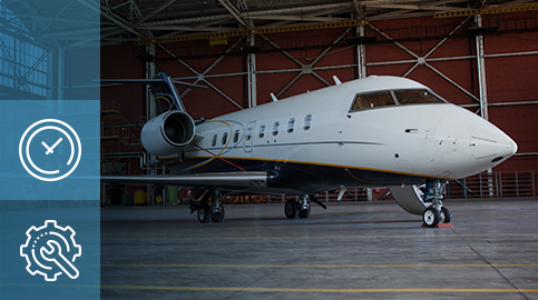 Bombardier Challenger com arte de linha do tempo de instalação