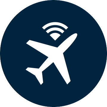 blue circle plane under wi-fi symbol icon